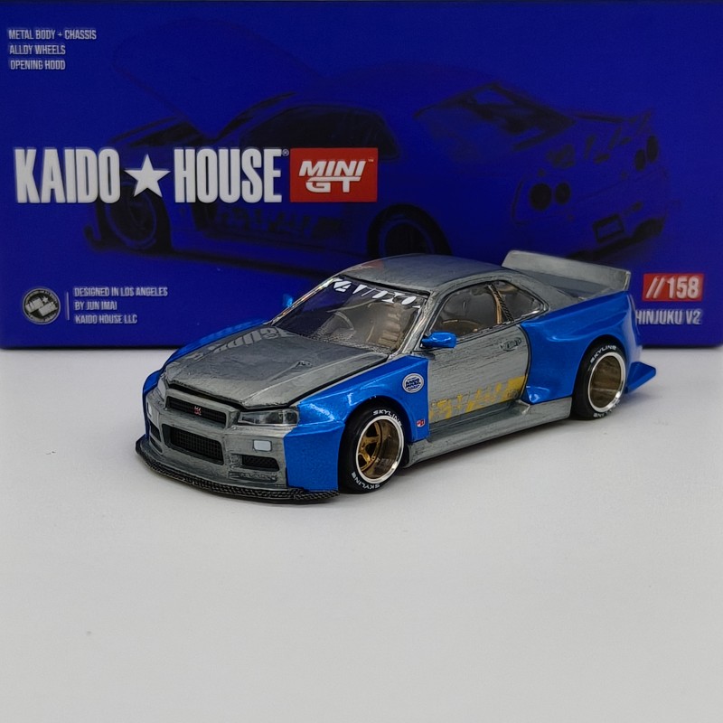 Nissan Skyline GT-R R34 Kaido Works Shinjuku V2 Chase Rare Version 1:64